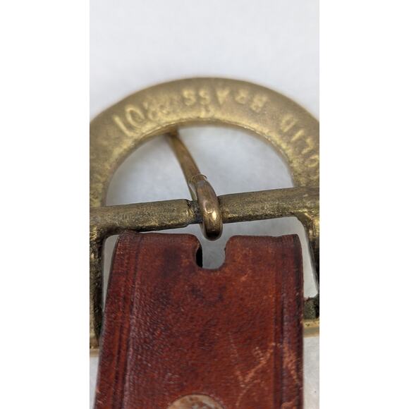 Belt made in USA solid brass buckle Y2k 34"-38"X 1l/8"Hand tooled and woven EUC - Picture 5 of 9